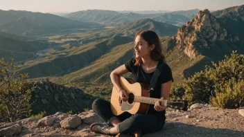 Et fredelig bilde av en person som nyter naturen og musikken.