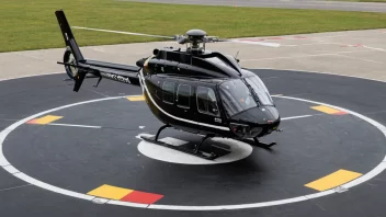 Et helikopter lander på en heliplass