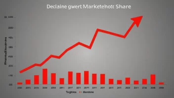 En graf som viser en nedgang i markedsandel.