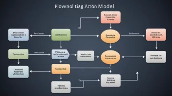 En illustrasjon av en aksjonsmodell, som viser de forskjellige stadiene og trinnene involvert i planlegging og gjennomføring av et prosjekt eller en handling.
