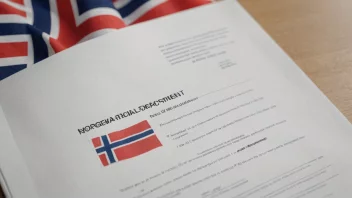 Et bilde av et forslagsdokument med en norsk flagg i bakgrunnen.