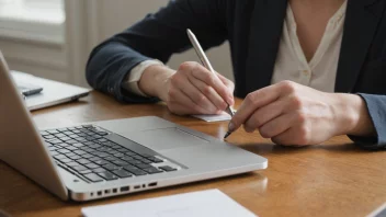 En person som skriver en avskjedskommentar på en laptop.