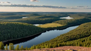 Et vakkert landskap av Hälsingland, Sverige.