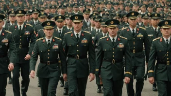 En gruppe soldater som marsjerer sammen i en militærparade.