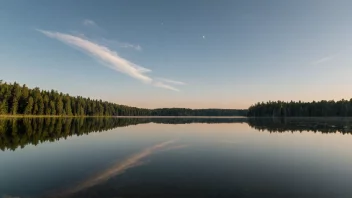 En fredelig og rolig innsjø uten hindringer eller dekke