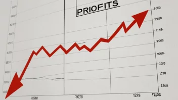 En finansiell graf som viser en nedgang i inntjening.