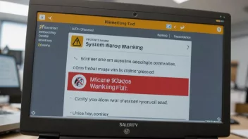 En dataskjerm som viser en systemvarselmelding