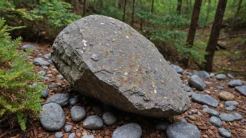 En stor dropestein i en naturlig omgivelse.