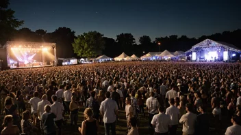 Et livlig utendørsevent med en folkemengde som nyter musikk, mat og godt selskap