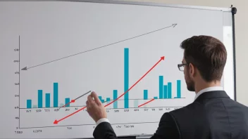 En forretningsperson som analyserer en graf med økende profitt, med et mål i bakgrunnen.