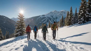 En gruppe venner på vårtur i fjellet.