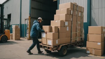 En person transporterer varer inn i et lager ved hjelp av en gaffeltruck.