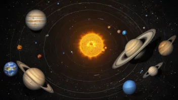 Et bilde av solsystemet med solen i sentrum.