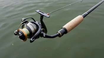 En fiskestang med en snørekrok og en fiskelina med en krok