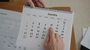 En person som holder en kalender med en frist markert, med et ur som tikker i bakgrunnen, som illustrerer begrepet frist eller tidsbegrensning.