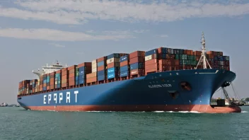 Et containerskip med en last av varer, som seiler gjennom havet.