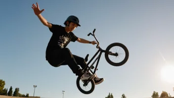 En person som utfører et triks på en BMX-sykkel.