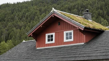 Et tradisjonelt norsk hus med vindbrett på taket.