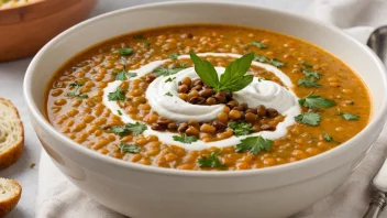 En deilig og næringsrik bolle med linsuppe.