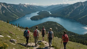 En gruppe mennesker som nyter villmarksaktivitet i fjellet.