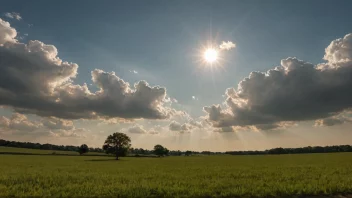 Et fredelig landskap med noen skyer og en mild sol, som symboliserer lettelse og reduksjon.