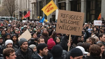 En person som kjemper for flyktningsrettighetene i en protest.