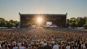 En stor utendørs konsert med en levende atmosfære