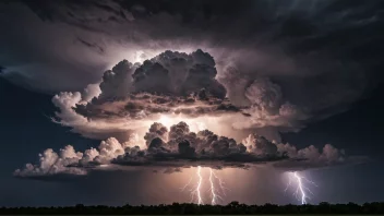 En kraftig tordengrunn med en stor cumulonimbus-sky og lyn.