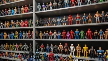 En stor samling av actionfigurer, med en rekke karakterer fra filmer, tegneserier og TV-serier.