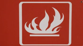 En brannfarevarsel med rød bakgrunn og en hvit flamme-symbol.