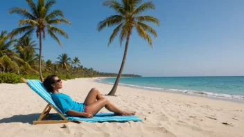 En fredelig strandscene med en person som nyter et øyeblikk av avslapning.