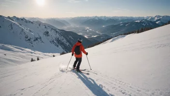 En person som nyter et langt og spennende skiløp ned en snødekt fjell.