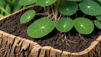 En illustrasjon av plante celler med plantenæringsstoffer som blir absorbert og transportert.