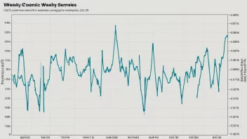 En graf som viser en ukentlig tidsserieanalyse av økonomiske data, med en tydelig trendlinje og datapunkter.