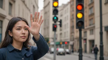 En person som gir et signal med hånden, indikerer noe til noen andre