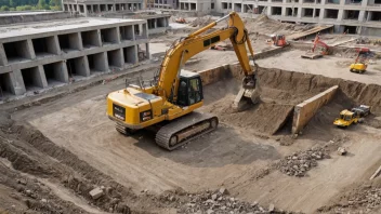 En støyende byggeplass med en stor maskin som lager en høy brakelyd.