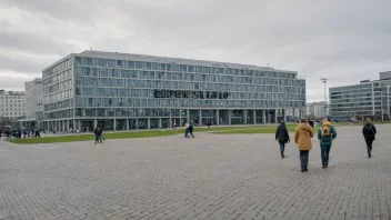 En bygning tilhørende et telefonselskap i en by.