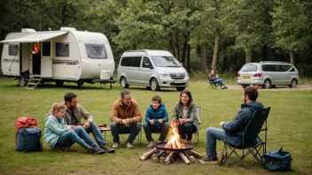 En familie som nyter en campingferie i naturen.