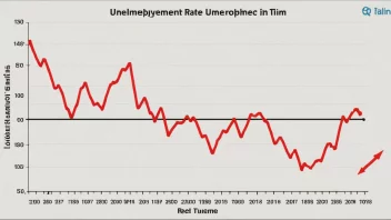 En graf som viser arbeidsledighetsprosenten over tid, med en rød linje som indikerer en økende trend.