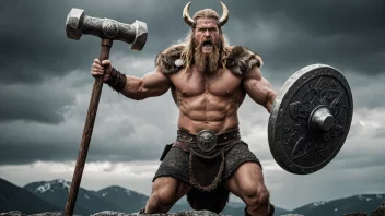 En avbildning av Magni, sønnen til Tor, som en mektig vikingkriger.