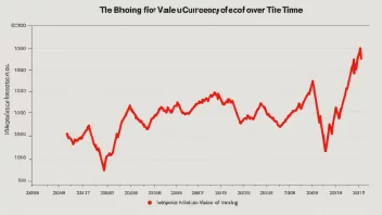 En graf som viser verdien av en valuta over tid, med en rød linje som indikerer valutakursindeksen.