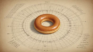 Et bilde av en torusform, med en blå og hvit fargepalett, og matematiske symboler og diagrammer i bakgrunnen.