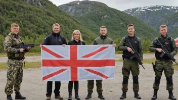 En gruppe mennesker i skyteutstyr, stående foran en skytebane.