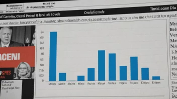 En graf som viser nivået av medieinteresse for et bestemt tema over tid, med en bakgrunn av aviser, TV-skjermer og dataskjermer.