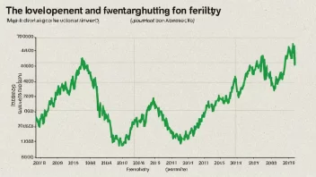 En graf som viser utviklingen av fruktbarhet i et land over tid.