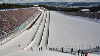 Holmenkollen Ski Jumping Arena i Oslo, Norge, som vertssted for årlige Holmenkollrennene.