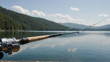 En fiskestang med en spole og en agn, brukt til å fange fisk.