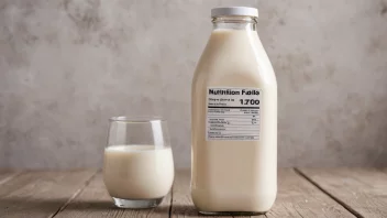 En flaske melk med en etikett som sier 'Vitaminisert' og har en liste over vitaminer og deres prosenter.