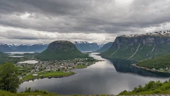 Et malerisk landskap av Bindals, med fjorder og fjell i bakgrunnen