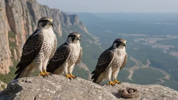 Et par jaktfalker i deres naturlige habitat.